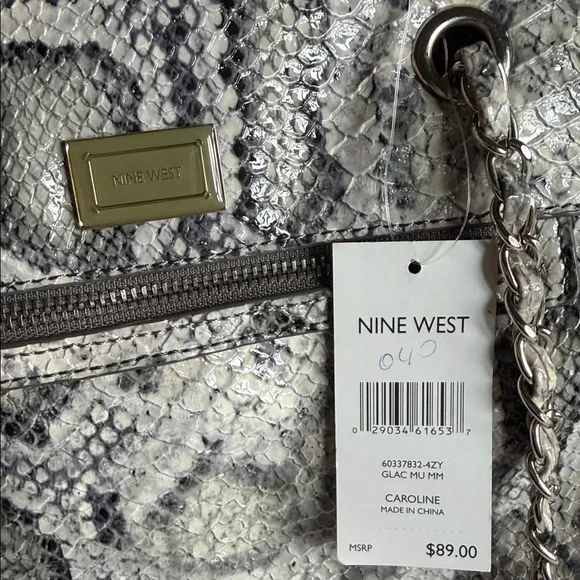 🆕 NINE WEST Caroline Faux Leather Snakeskin Tote NWT Large Purse HandBag Grey - Picture 14 of 15